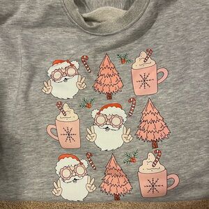 Gray Sweatshirt with Santa and Holiday Graphics